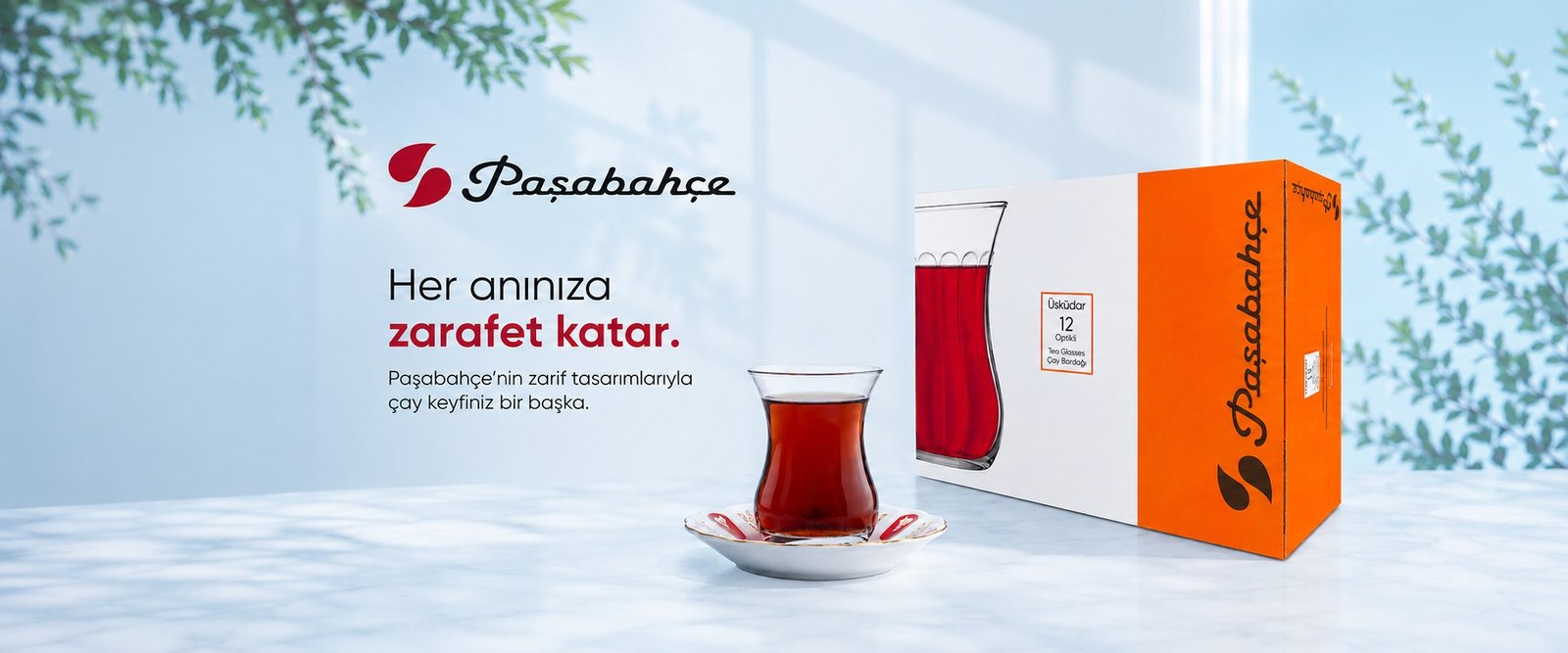 Paşabahçe Üsküdar çay bardağı seti ve çay sunumu